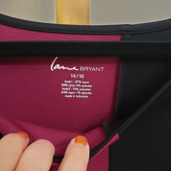 Lane Bryant 3/4 sleeve mixed print ponte top - Picture 5 of 6